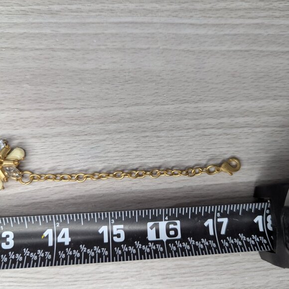 Gold Tone & Clear Rhinestone Floral Styled Necklace with Lobster Claw Clasp - Picture 10 of 11